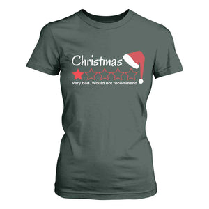 Funny Christmas Bah Humbug T Shirt For Women One Star Very Bad Would Not recommend TS09 Dark Forest Green Print Your Wear