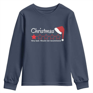 Funny Christmas Bah Humbug Youth Sweatshirt One Star Very Bad Would Not recommend TS09 Navy Print Your Wear
