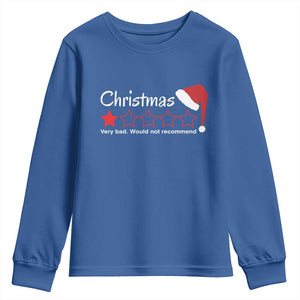 Funny Christmas Bah Humbug Youth Sweatshirt One Star Very Bad Would Not recommend TS09 Royal Blue Print Your Wear