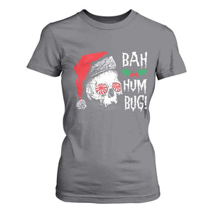 Christmas Bah Humbug Skull Santa Hat T Shirt For Women TS09 Charcoal Print Your Wear
