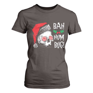Christmas Bah Humbug Skull Santa Hat T Shirt For Women TS09 Dark Chocolate Print Your Wear
