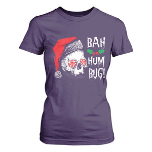 Christmas Bah Humbug Skull Santa Hat T Shirt For Women TS09 Purple Print Your Wear