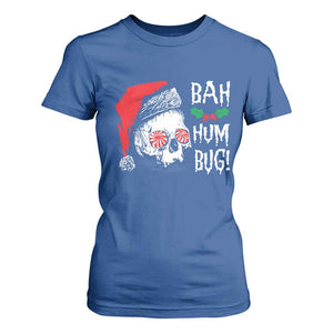 Christmas Bah Humbug Skull Santa Hat T Shirt For Women TS09 Royal Blue Print Your Wear