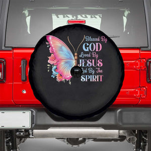 Christian Spare Tire Cover Blessed By God Loved By Jesus Led By The Spirit TS09 Black Print Your Wear