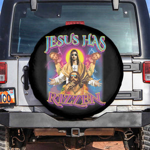 Jesus Has Rizzen Christian Funny Cool Meme Spare Tire Cover TS09 No hole Black Print Your Wear