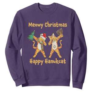 Happy Hanukcat Meowy Christmas Cat Lover Hanukkah Sweatshirt TS09 Purple Printyourwear