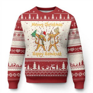 Xmas Hanukkah Cat Ugly Christmas Sweater Happy Hanukcat Meowy Christmas Menoral Chanukkah TS09 Red Print Your Wear