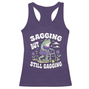 Funny Frog Meme Racerback Tank Top Sagging But Still Gagging Naughty Adult Humor TS09 Purple Print Your Wear