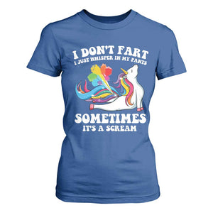Funny I Don't Fart I Whisper In My Pants T Shirt For Women TS09 Royal Blue Print Your Wear