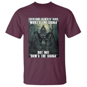 Funny Meme Wolf Alpha T Shirt Everyone Always Asks What's The Sigma But Not How's The Sigma TS09 Maroon Print Your Wear