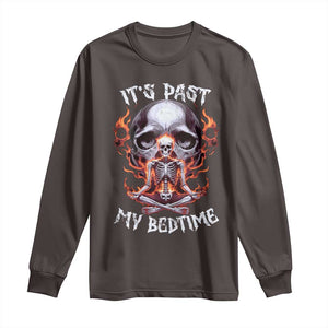Funny Skeleton Meme Long Sleeve Shirt It's Past My Bedtime TS09 Dark Chocolate Print Your Wear