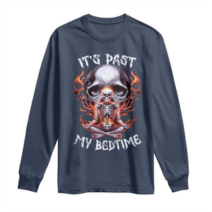 Funny Skeleton Meme Long Sleeve Shirt It's Past My Bedtime TS09 Navy Print Your Wear