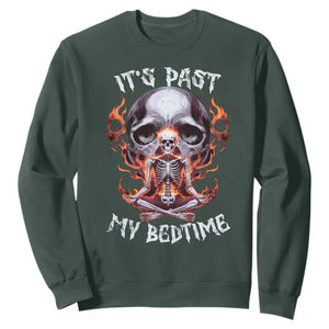 Funny Skeleton Meme Sweatshirt It's Past My Bedtime TS09 Dark Forest Green Print Your Wear