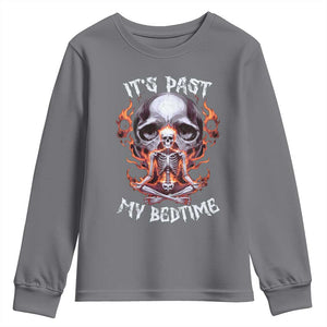 Funny Skeleton Meme Youth Sweatshirt It's Past My Bedtime TS09 Charcoal Print Your Wear