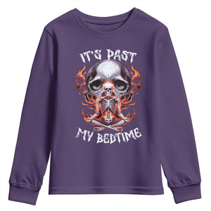 Funny Skeleton Meme Youth Sweatshirt It's Past My Bedtime TS09 Purple Print Your Wear
