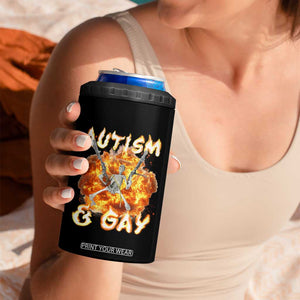 Funny Skeleton Meme 4 in 1 Can Cooler Tumbler Autistic and Gay TS09 Print Your Wear