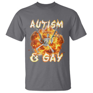 Funny Skeleton Meme T Shirt Autistic and Gay TS09 Charcoal Print Your Wear