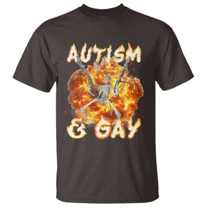 Funny Skeleton Meme T Shirt Autistic and Gay TS09 Dark Chocolate Print Your Wear