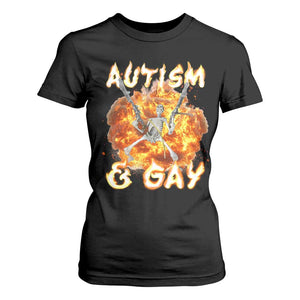 Funny Skeleton Meme T Shirt For Women Autistic and Gay TS09 Black Print Your Wear