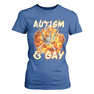 Funny Skeleton Meme T Shirt For Women Autistic and Gay TS09 Royal Blue Print Your Wear