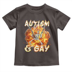 Funny Skeleton Meme Toddler T Shirt Autistic and Gay TS09 Dark Chocolate Print Your Wear