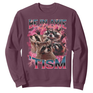 Funny Meme Autistic Raccoon Sweatshirt Be In Awe Of My 'Tism TS09 Maroon Print Your Wear