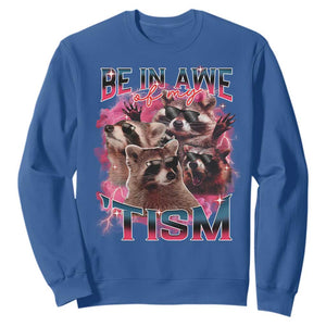 Funny Meme Autistic Raccoon Sweatshirt Be In Awe Of My 'Tism TS09 Royal Blue Print Your Wear
