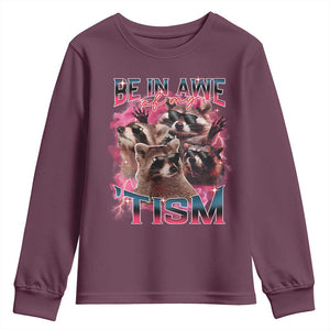 Funny Meme Autistic Raccoon Youth Sweatshirt Be In Awe Of My 'Tism TS09 Maroon Print Your Wear