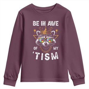 Funny Autistic Raccoon Youth Sweatshirt Be In Awe Of My 'Tism TS09 Maroon Print Your Wear