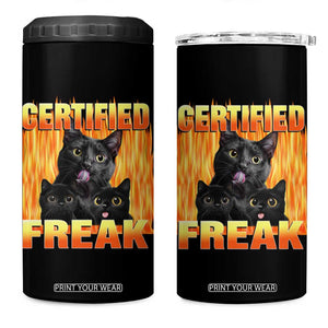 Funny Cat Meme 4 in 1 Can Cooler Tumbler Certified Freak TS09 One Size: 16 oz Black Print Your Wear