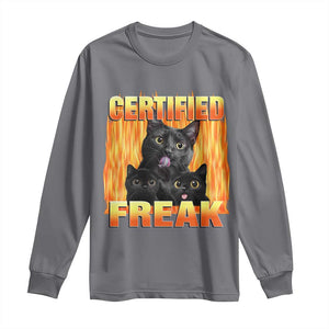 Funny Cat Meme Long Sleeve Shirt Certified Freak TS09 Charcoal Print Your Wear