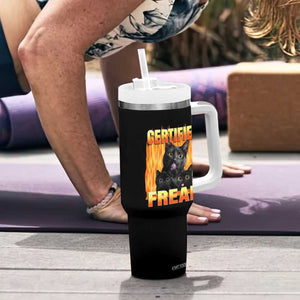 Funny Cat Meme Tumbler With Handle Certified Freak TS09 Print Your Wear