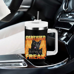 Funny Cat Meme Tumbler With Handle Certified Freak TS09 Print Your Wear