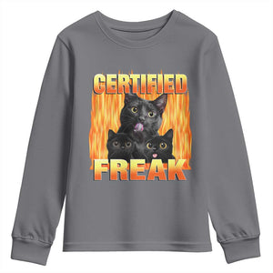 Funny Cat Meme Youth Sweatshirt Certified Freak TS09 Charcoal Print Your Wear