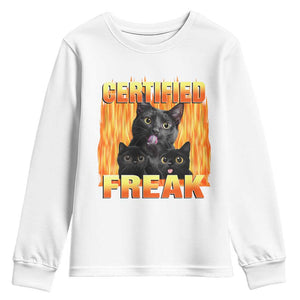 Funny Cat Meme Youth Sweatshirt Certified Freak TS09 White Print Your Wear