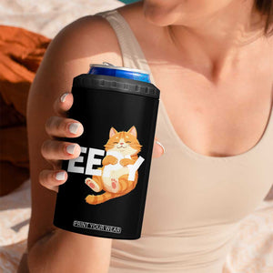 Funny Cat Meme 4 in 1 Can Cooler Tumbler Eepy Cat Silly Sleepy Cat TS09 Print Your Wear
