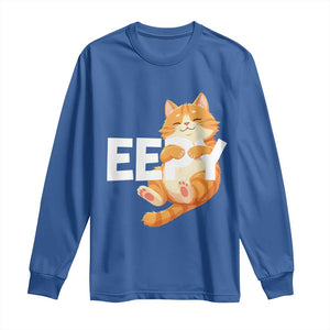 Funny Cat Meme Long Sleeve Shirt Eepy Cat Silly Sleepy Cat TS09 Royal Blue Print Your Wear