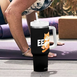 Funny Cat Meme Tumbler With Handle Eepy Cat Silly Sleepy Cat TS09 Print Your Wear