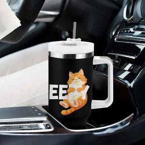 Funny Cat Meme Tumbler With Handle Eepy Cat Silly Sleepy Cat TS09 Print Your Wear