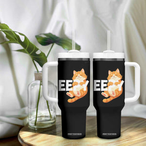 Funny Cat Meme Tumbler With Handle Eepy Cat Silly Sleepy Cat TS09 Print Your Wear
