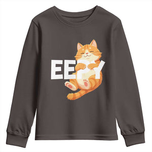 Funny Cat Meme Youth Sweatshirt Eepy Cat Silly Sleepy Cat TS09 Dark Chocolate Print Your Wear