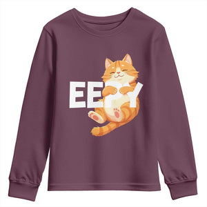 Funny Cat Meme Youth Sweatshirt Eepy Cat Silly Sleepy Cat TS09 Maroon Print Your Wear