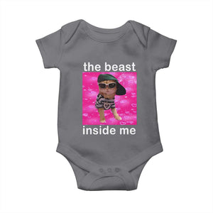 Funny Cat Meme Baby Onesie The Beast Inside Me TS09 Charcoal Print Your Wear