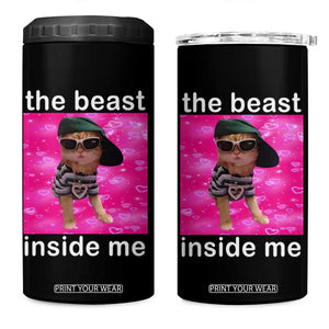 Funny Cat Meme 4 in 1 Can Cooler Tumbler The Beast Inside Me TS09 One Size: 16 oz Black Print Your Wear