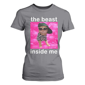 Funny Cat Meme T Shirt For Women The Beast Inside Me TS09 Charcoal Print Your Wear