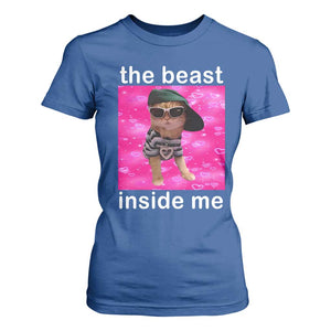 Funny Cat Meme T Shirt For Women The Beast Inside Me TS09 Royal Blue Print Your Wear