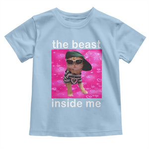 Funny Cat Meme Toddler T Shirt The Beast Inside Me TS09 Light Blue Print Your Wear