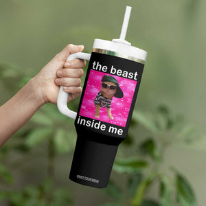Funny Cat Meme Tumbler With Handle The Beast Inside Me TS09 Print Your Wear