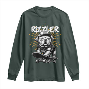 Funny Meme Rizzler Dog Long Sleeve Shirt TS09 Dark Forest Green Print Your Wear