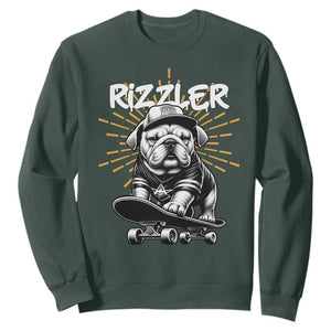 Funny Meme Rizzler Dog Sweatshirt TS09 Dark Forest Green Print Your Wear